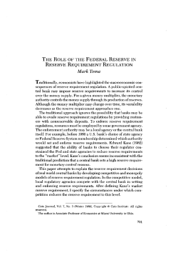 The Role Of The Federal Reserve In Reserve