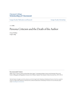 Persona Criticism and the Death of the Author