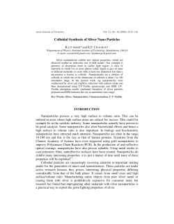 Colloidal Synthesis of Silver Nano Particles