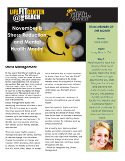 November is Stress Reduction and Mental Health Month!