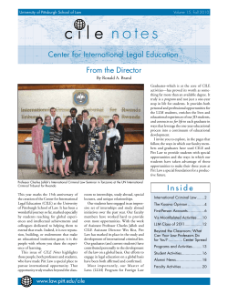 From the Director Inside - University of Pittsburgh School of Law