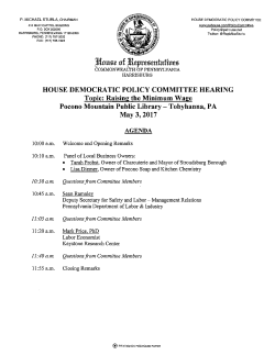 5/3/17 &ndash; Raising the Minimum Wage &ndash; Tobyhanna