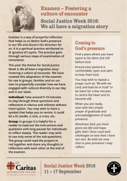 Examen &ndash; Fostering a culture of encounter Social Justice Week