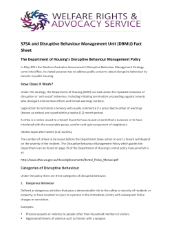 S75A and Disruptive Behaviour Management Unit (DBMU) Fact Sheet