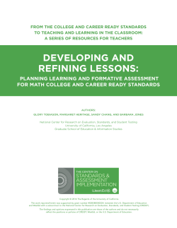 Developing and Refining Lessons: Planning Learning and