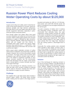 Russian Power Plant Reduces Cooling Water Operating