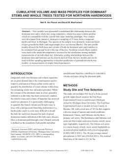 Cumulative volume and mass profiles for dominant stems and whole