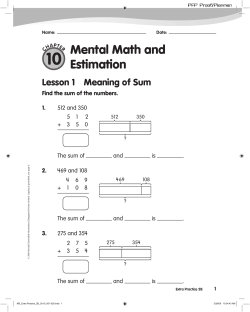 Mental Math and Estimation