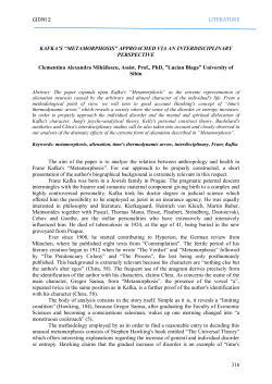 GIDNI 2 LITERATURE 316 KAFKA`S &ldquo;METAMORPHOSIS