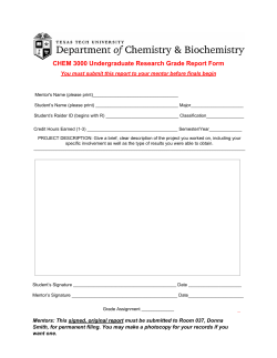 CHEM 3000 Undergraduate Research Grade Report Form