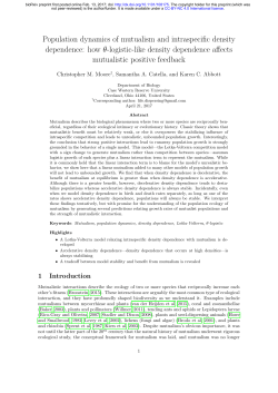 Population dynamics of mutualism and intraspecific density