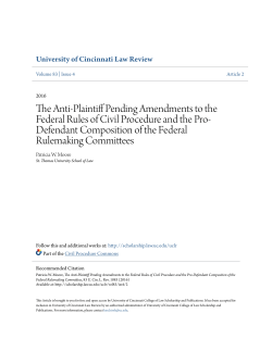 The Anti-Plaintiff Pending Amendments to the Federal Rules of Civil