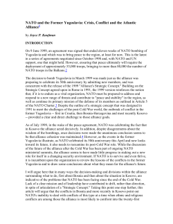 NATO and the Former Yugoslavia: Crisis, Conflict