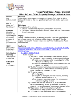 Texas Penal Code: Arson, Criminal Mischief, and Other Property