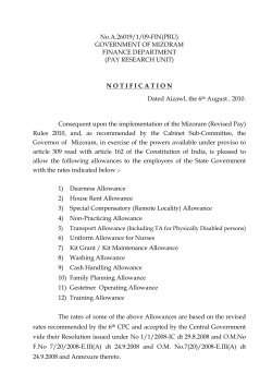 allowances - Finance Department, Mizoram
