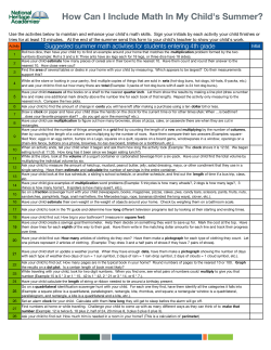 Summer Math Activities For Students Entering 4thGrade