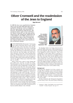 Oliver Cromwell and the readmission of the Jews to England