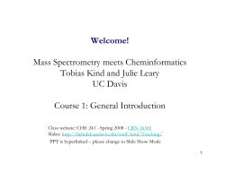 Cheminformatics and mass spectrometry course - Fiehn Lab