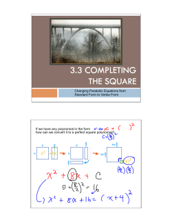 Changing Parabolic Equations from Standard Form to Vertex Form If