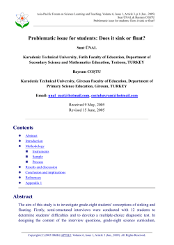 Problematic issue for students: Does it sink or float?
