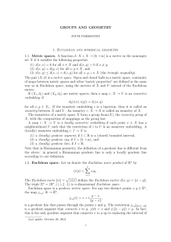 GROUPS AND GEOMETRY 1. Euclidean and spherical geometry