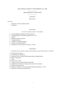THE LIMITED LIABILITY PARTNERSHIP ACT, 2008