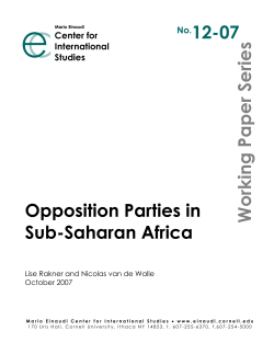 Opposition Parties in Sub-Saharan Africa
