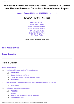 Persistent, Bioaccumulative and Toxic Chemicals in