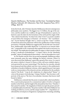 132 REVIEWS Quentin Meillassoux, The Number and the Siren