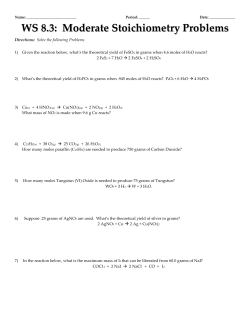 WS 8.3: Moderate Stoichiometry Problems