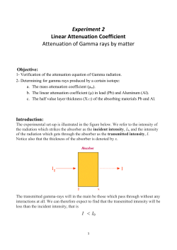 Experiment 2 Linear Attenuation Coefficient Attenuation of Gamma