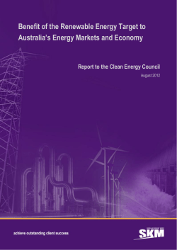 Benefit of the Renewable Energy Target to Australia`s Energy