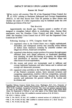 Impact of RICO upon Labor Unions