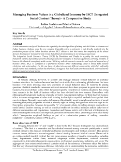 Managing Business Values in a Globalized Economy by ISCT