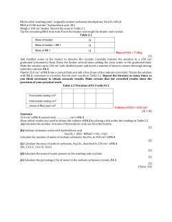 FA 1is solid `washing soda`, originally sodium