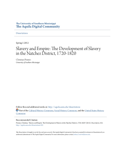 slavery and empire: the development of slavery in the natchez