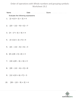 Order of operations with Whole numbers and grouping symbols