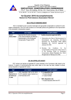 1st Quarter 2016 Accomplishments