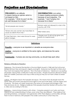 Prejudice and Discrimination - Whitworth Community High School