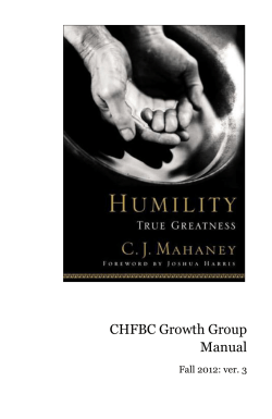 CHFBC GROWTH GROUP MANUAL Humility