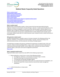 Medical Waste FAQ - San Francisco Department of Public Health