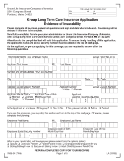 Group Long Term Care Insurance Application Evidence of Insurability