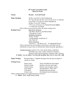 10th Grade Curriculum Guide Third Six Weeks Theme: Dreams