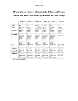 Organisational Factors Influencing the Diffusion of Process