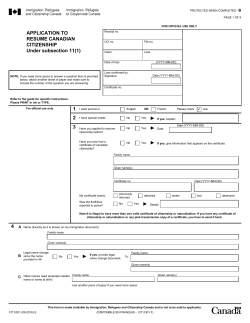 CIT 0301 E : Application to Resume Canadian Citizenship