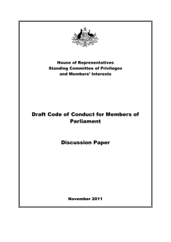 Draft Code of Conduct for Members of Parliament Discussion Paper