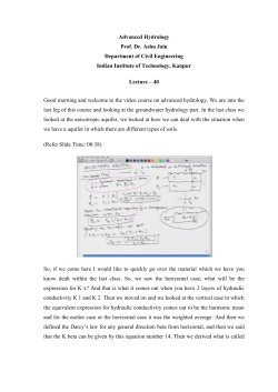 Advanced Hydrology Prof. Dr. Ashu Jain Department of Civil