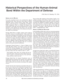 Historical Perspectives of the Human-Animal Bond