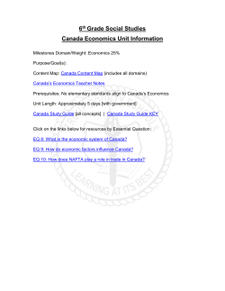 6th Grade Social Studies Canada Economics Unit Information