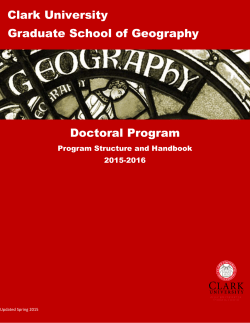 Clark University Graduate School of Geography Doctoral Program